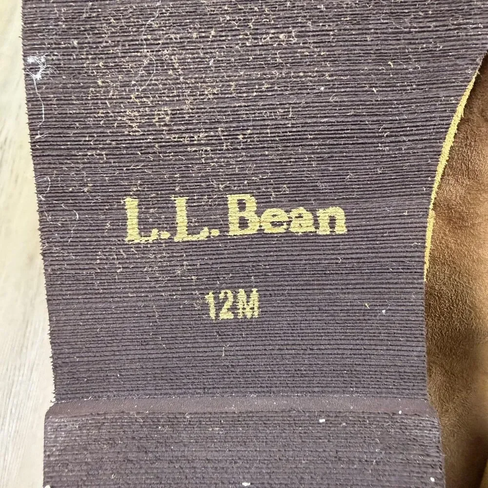 L.L. Bean Slipper Shoes Mens Size 12 Brown Suede Shearling Lined Moccasin Indoor